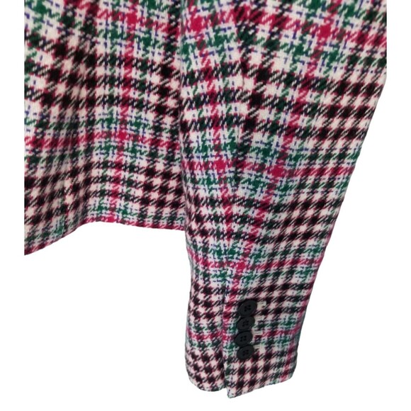 Talbots Blazer Red Green Wool Blend Houndstooth Plaid Preppy Academia Women's 12 - Picture 9 of 11